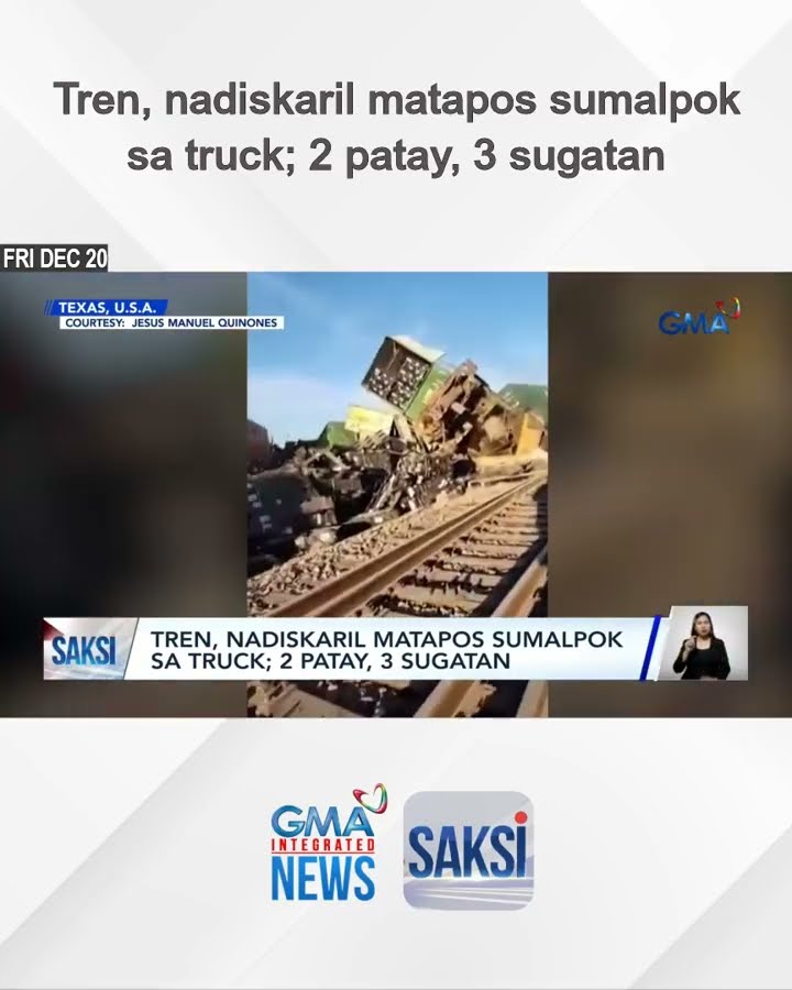 Tren, nadiskaril matapos sumalpok sa truck; 2 patay, 3 sugatan | Saksi