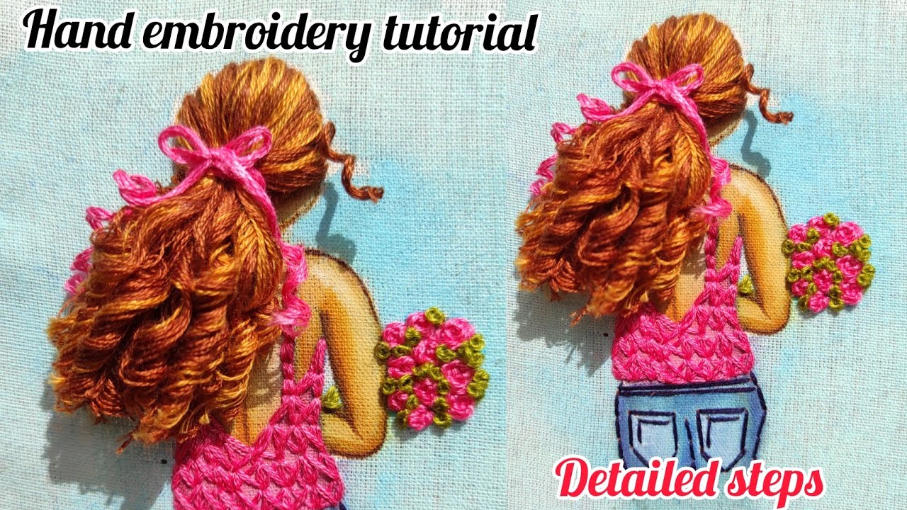 portrait embroidery tutorial /hair embroidery tutorial /embroidery hoop art/ embroidery tutorial