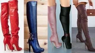 Comfortable leather latex Thigh high heels long Boot for  most beautiful girls