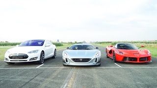 I race one of the fastest road cars in world versus world's electric
on a quarter mile drag race! ferrari laferrari vs rimac concept one...