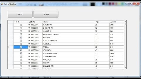 Delete multiple rows from DataGridView based on CheckBox selection in Windows Forms Application usin