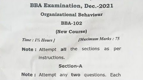 BBA 1st semester Organizational Behaviour previous year Question paper