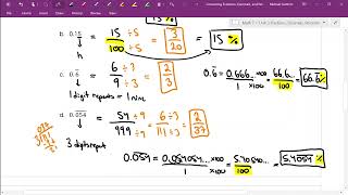 Math 7 Converting Equivalent Fractions, Decimals, and Percentages Extra Practice KEY