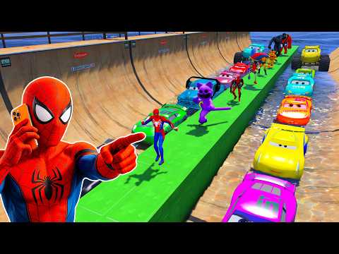 Poppy Playtime & Spider-Man Go Crazy on the Loop Track | GTA 5 Epic Superhero Stunt Race
