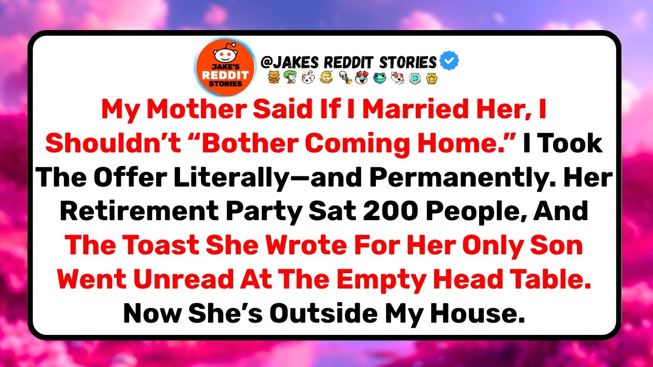 My mother stood in my driveway wearing the same navy dress she’d worn to her retirement party—the one where she read a heartfelt toast about her only son to a chair that sat empty all night. Two...