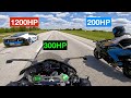 Savage sheepy race 1200hp twin turbo lambo vs 300hp h2r vs carbon h2