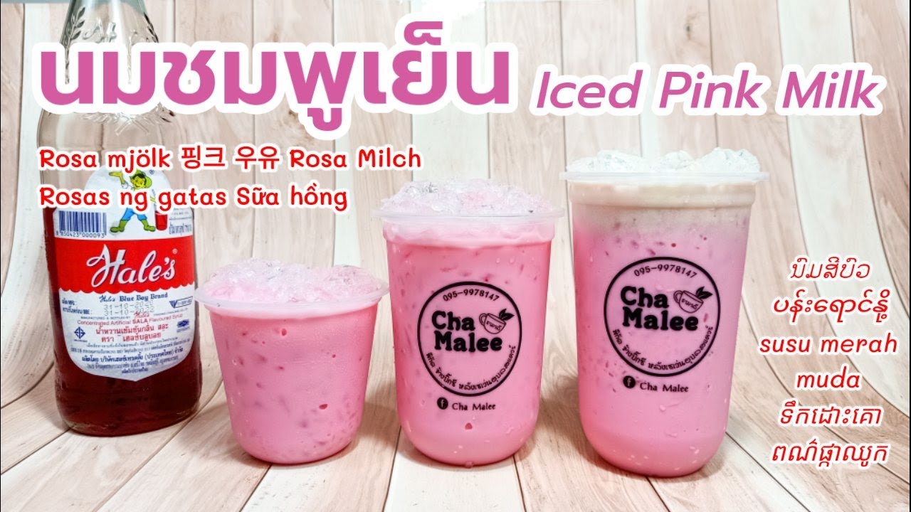 นมชมพู (สูตรนมผง) Iced Pink Milk 핑크 우유 Rosa Mjölk - Youtube