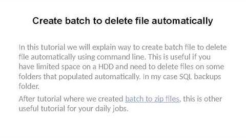 Create batch to delete file