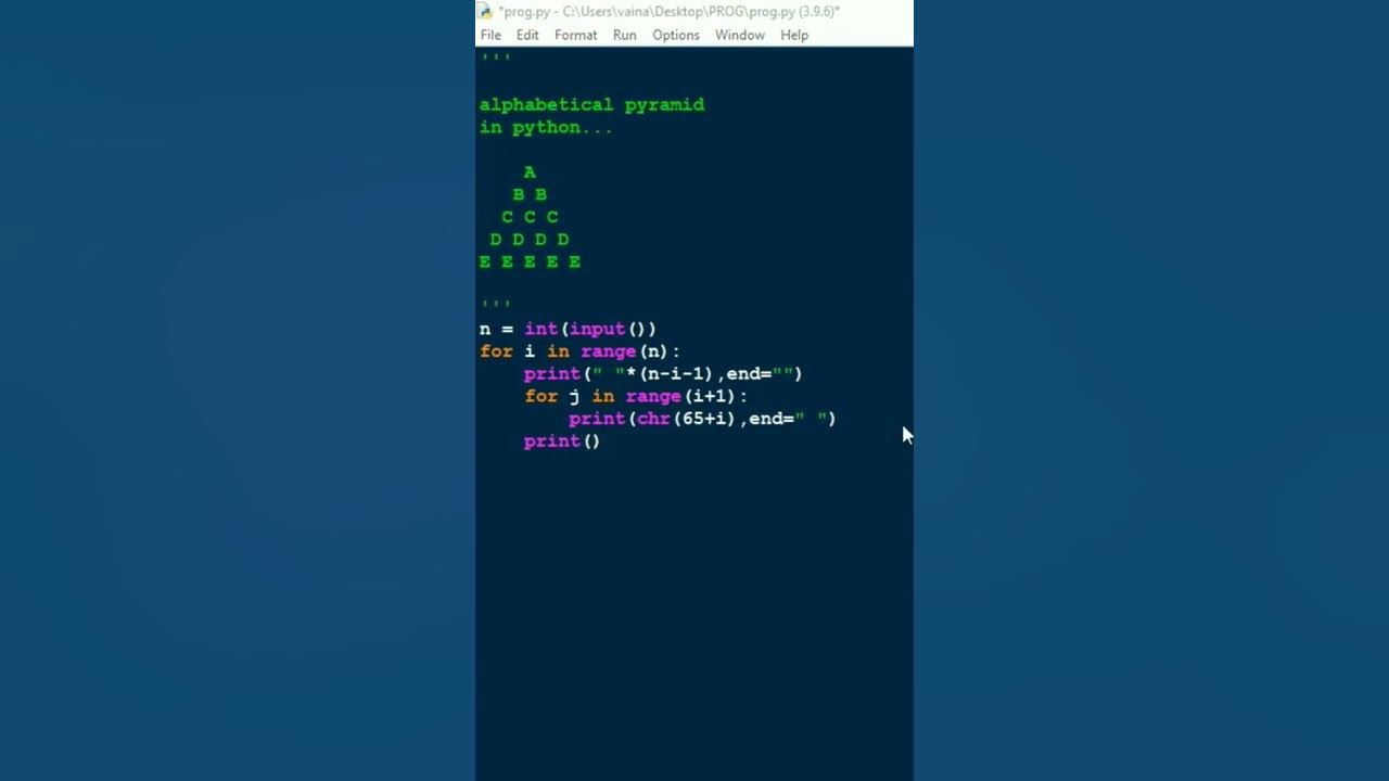 ALPHABET PYRAMID / TRIANGLE PATTERN | IN PYTHON | PATTERN - YouTube