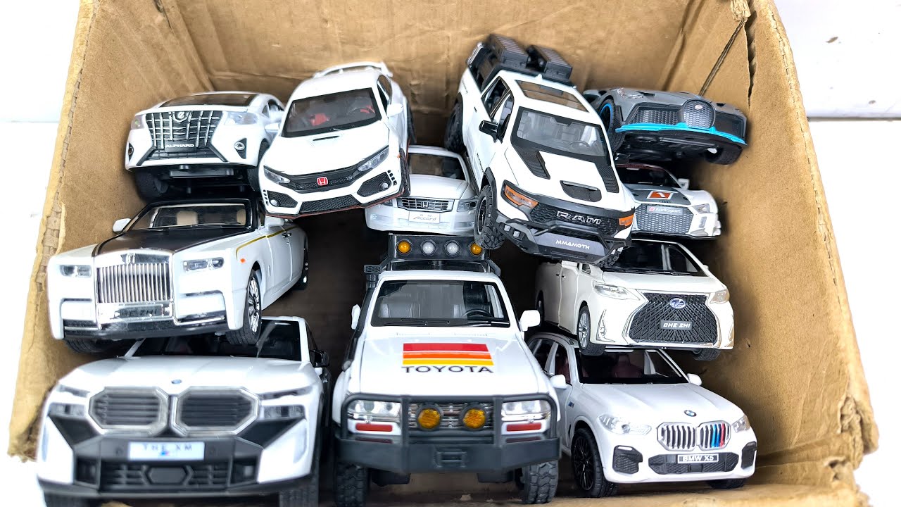 BOX FULL OF Diecast Cars - Toyota, Honda, Bugatti, Tesla, Range Rover, Lamborghini, Ford, Bmw, GMC