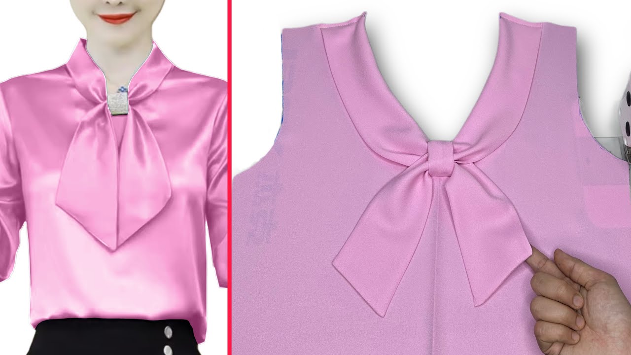 Unique Collar Bow Neck Design Cutting and Stitching Technique | Sewing Tips and Tutorials