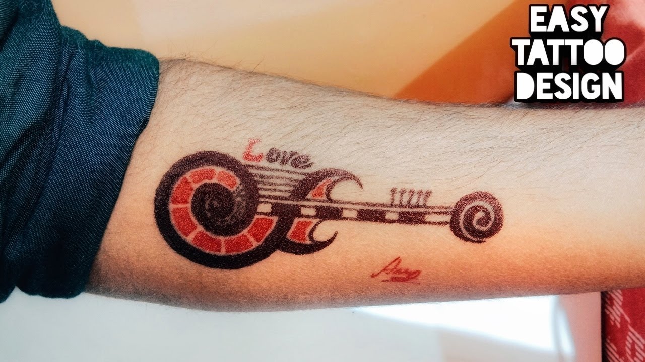 EASY Guitar Tattoo 🎸 || How to make amazing Guitar tattoo at home ||  Artisti-ANUP - YouTube