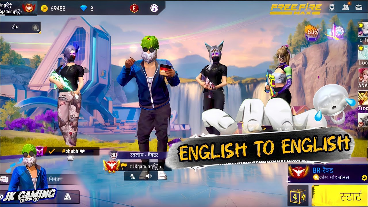 ENGLISH TO ENGLISH 😂 FREE FIRE 😆 USE HEADPHONE 🎧