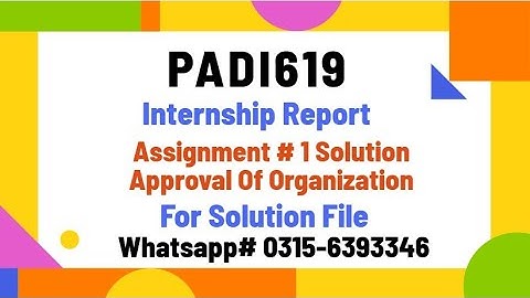 PADI619 Internship Report Assignment 1 solution padi619 #padi619 #vu #virtualuniversityofpakistan