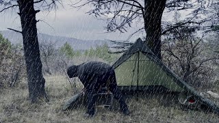 SOLO CAMPİNG İN HEAVY RAIN - TENT REST WITH THE SATISFYING SOUND OF NATURE - ASMR