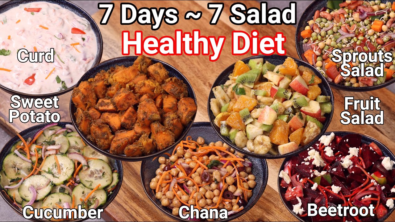 7 Days 7 Healthy Salad Recipes Weight Loss Diet Salad   Vegetarian Salad Recipes for Lunch & Dinner