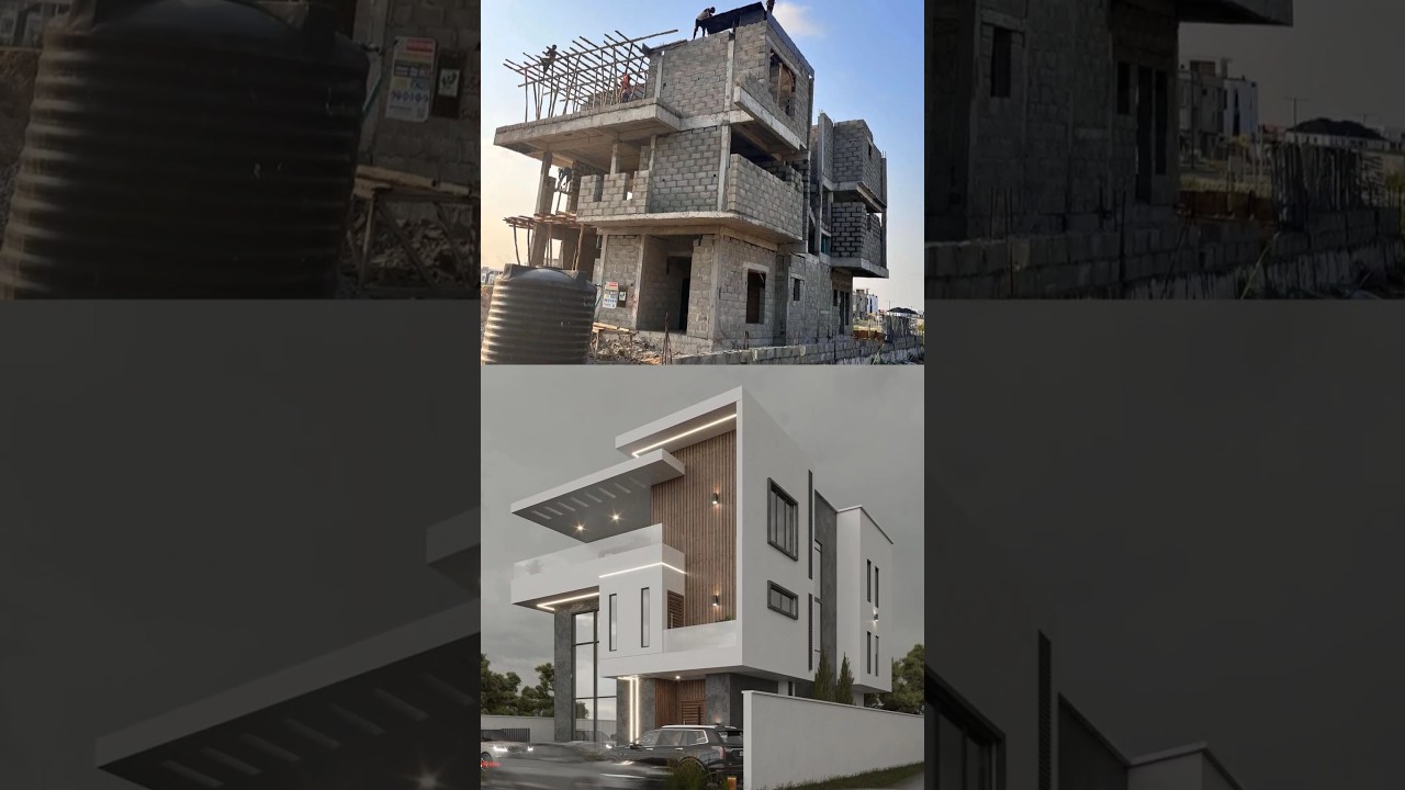 Modern elevation design vs site reality of a house 🏡