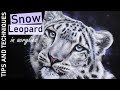 How to paint a snow leopard in acrylics  how to paint fur
