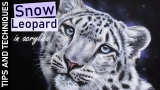 How to paint a Snow Leopard in acrylics | How to paint fur