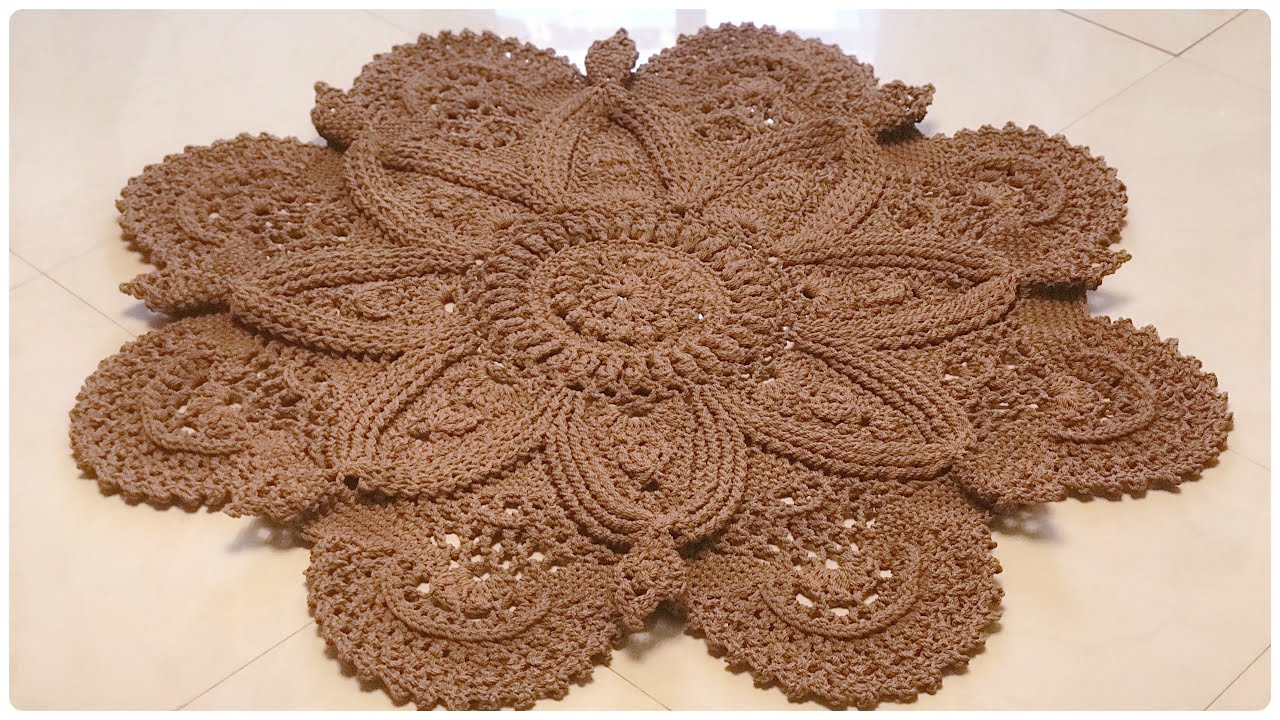 سجاده جديده كروشية3d الجزء الرابع السطر(24_27)crochet 3d rug