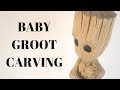 Baby Groot carving from catalpa tree
