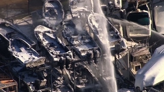 Raw: Fire Destroys Boats on New Jersey Shore