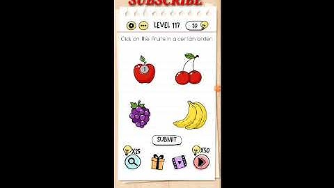 Brain test level 117 || Click on the fruits in a certain order Walkthrough