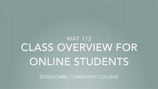 MAT 172 Online Intro
