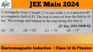 A rectangular loop of length 2.5 m and width 2m is placed at 60° to a magnetic field of 4 T . The lo