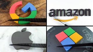 4 Logo Cutting | Google, Amazon, Apple, Microsoft | Kinetic Sand Art Cutting ASMR | #14