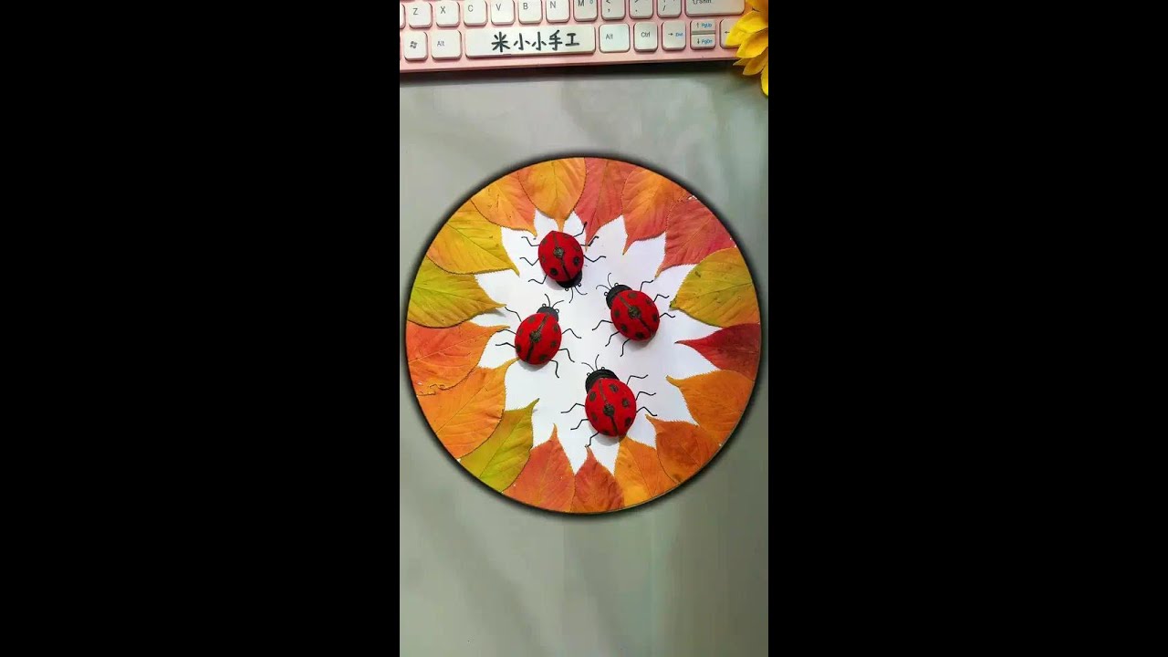 Using leaves, walnut shells and other beautiful autumn themes to draw 