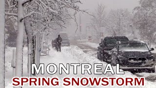 Montreal Snowstorm April 2024. Canada Winter Storm in Spring (April 4, 2024)