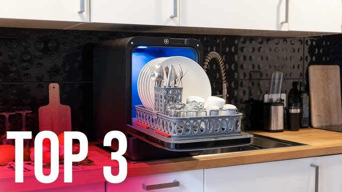 Mini Lave-Vaisselle Portable - 5 Programmes + Affichage Numérique -  doucisseur d'Eau + Bras d'Aspersion Supérieur et Inférieur +5,7 Litres + 2  Méthodes d'Arrivée d'Eau