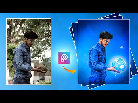 Earth 🌍 on hand picsart consept photo editing in mobile tutorial