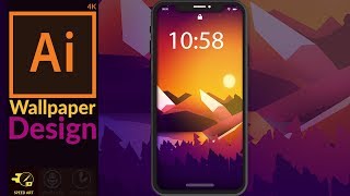 Sunset Landscape wallpaper Artwork | Flat Design Artwork in Adobe Illustrator CC | Speed Art screenshot 5
