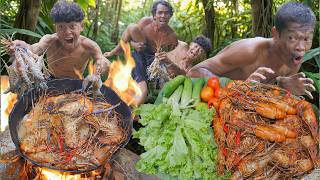 Mrr Cooking Khwilderness Cooking   Coocking Simple Prawns Recipe Awesome Solo Eating In Jugle