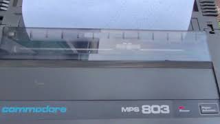 Commodore MPS 803 Dot Matrix Printer Printing a Test Page
