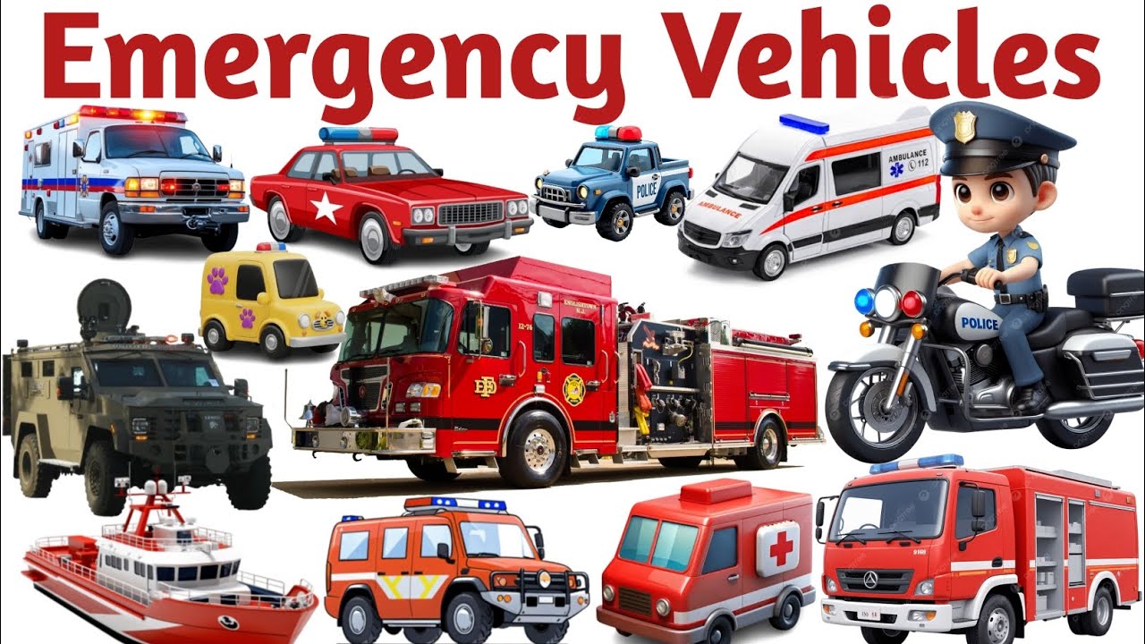 Emergency Vehicles for Kids || Ambulance, Fire Truck, Police Car, || Educational Video for Kids ||