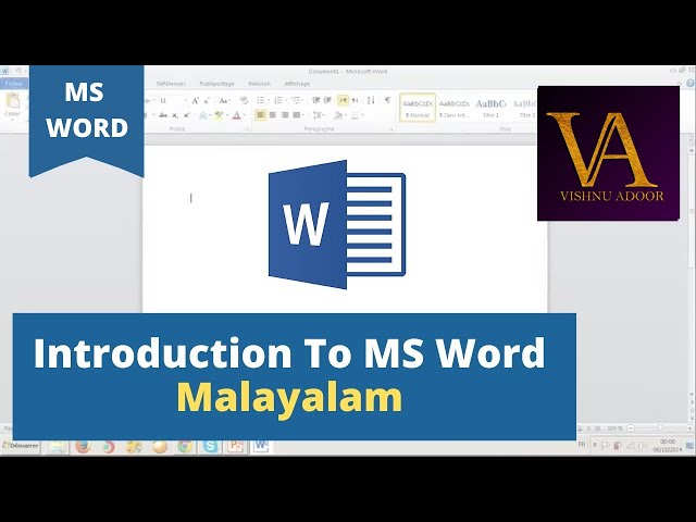 MS Word Tutorial Malayalam | An Introduction To MS Word Malayalam  | Vishnu Adoor class=