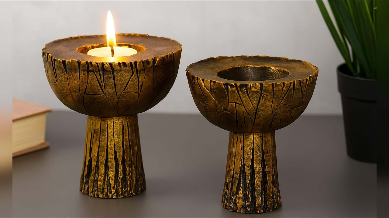 Cement candle stand |Cement craft ideas |Easy cement pottery | Easy home decor | Art and Craft