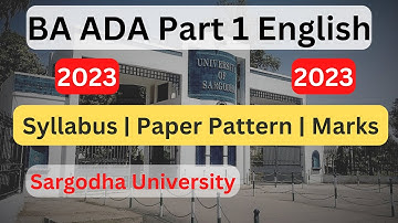 Associate Degree Arts Part 1 English Paper pattern Syllabus Marks Sargodha University ADP English