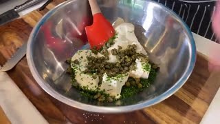Homemade lemon caper infused cream cheese