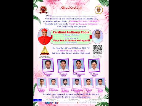 Priestly & Diaconate Ordinaions|Cardinal Anthony Poola,Archbishop of Hyderabad|18 April 26, 5:15 PM