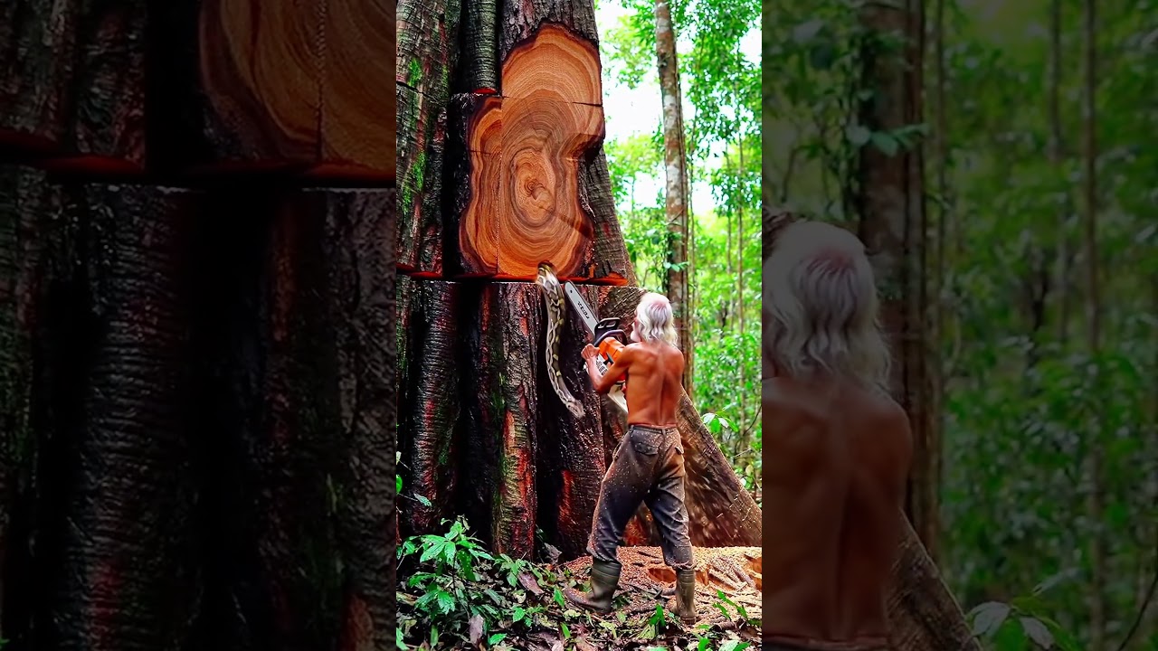 Forest Logging Shock—Snake Inside! 