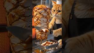 AI CAT SERVING Shawarma! 🌯🌯 #shorts #funny #cat