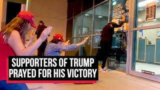 Supporters of President Trump prayed for his victory at Nevada's Clark County election department