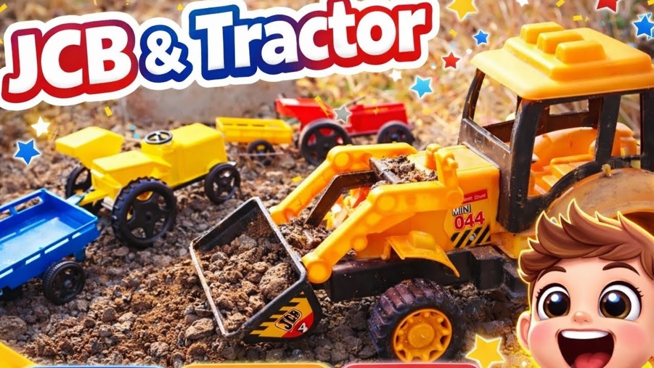 JCB Tractor Toy Video for Kids | Heavy Machines Fun 