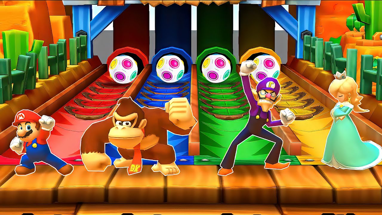 Mario Party: Star Rush Minigames - Mario Vs Donkey Kong Vs Waluigi Vs Rosalina (Hardest Difficulty)