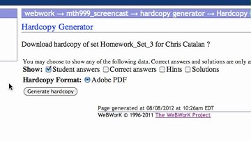 WeBWorK: Downloading homework sets