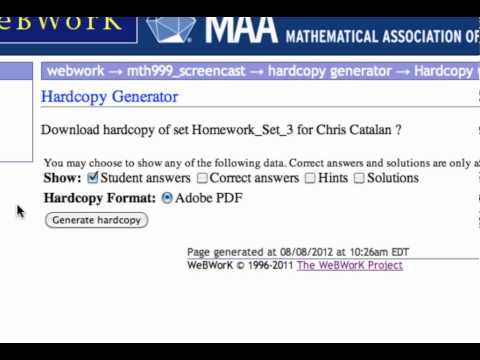 WeBWorK: Downloading homework sets